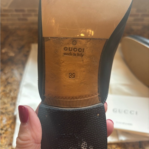 GUCCI loafers PRINCETOWN LEATHER backless in blk w/ gold horse bit sz 9 - Picture 10 of 15